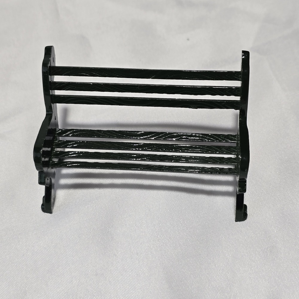 Miniature Green Park Bench Metal Home‎ Decor 1" X 2.5" Dollhouse Novelty